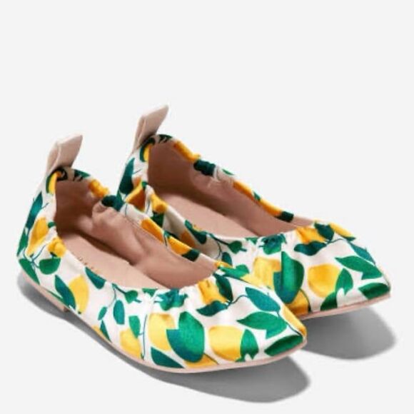 Cole Haan Shoes - RARE Cole Haan York Soft Ballet Flats Rosewater Lemon Satin